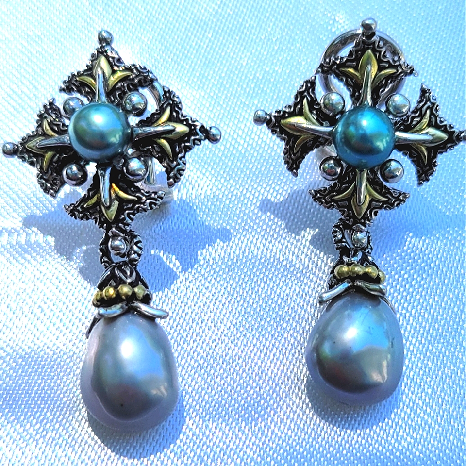 Barbara Bixby 925 And 18k Cultured Freshwater Pearl Earrings 228$